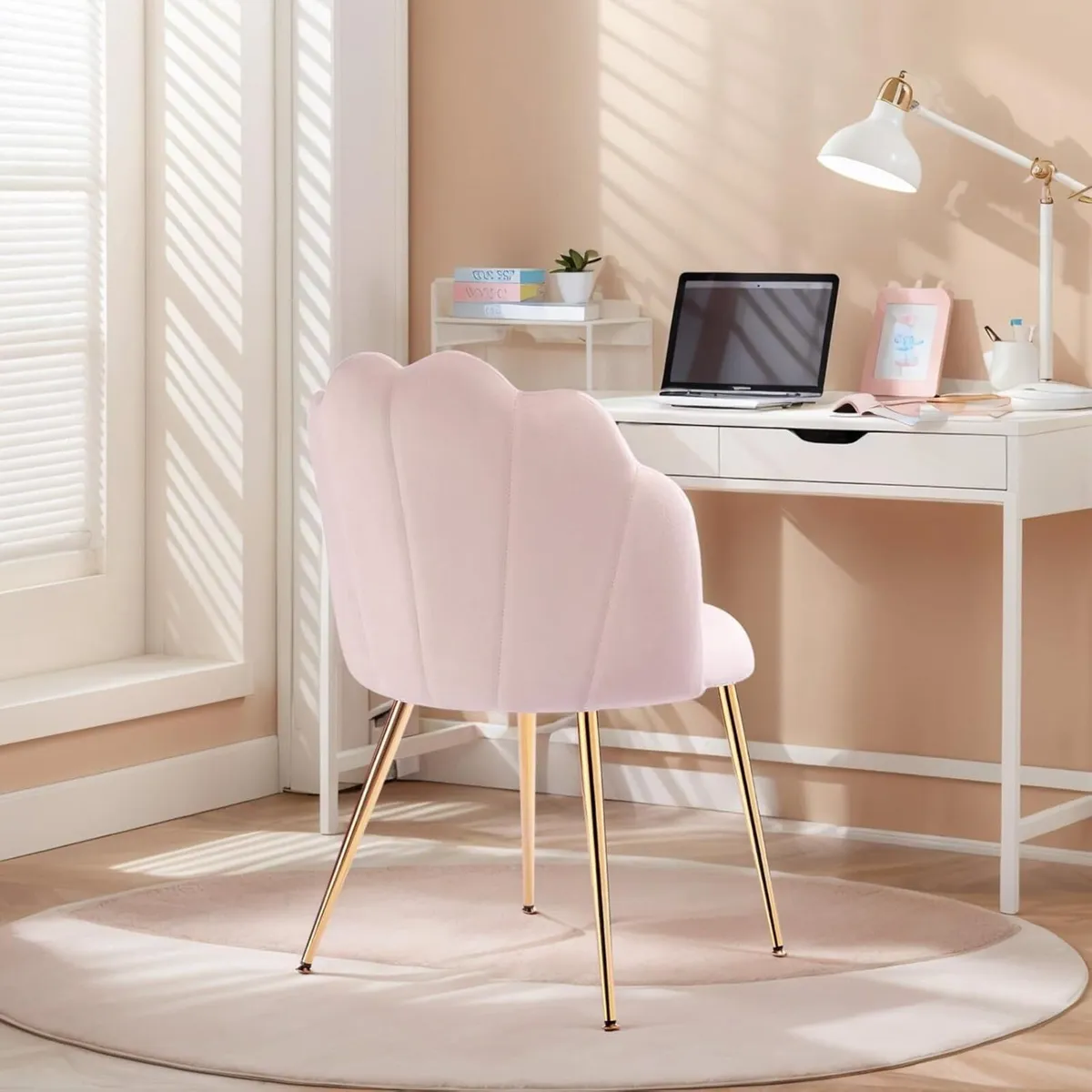 Velvet Chair for Vanity with Gold Legs Desk - Image 2