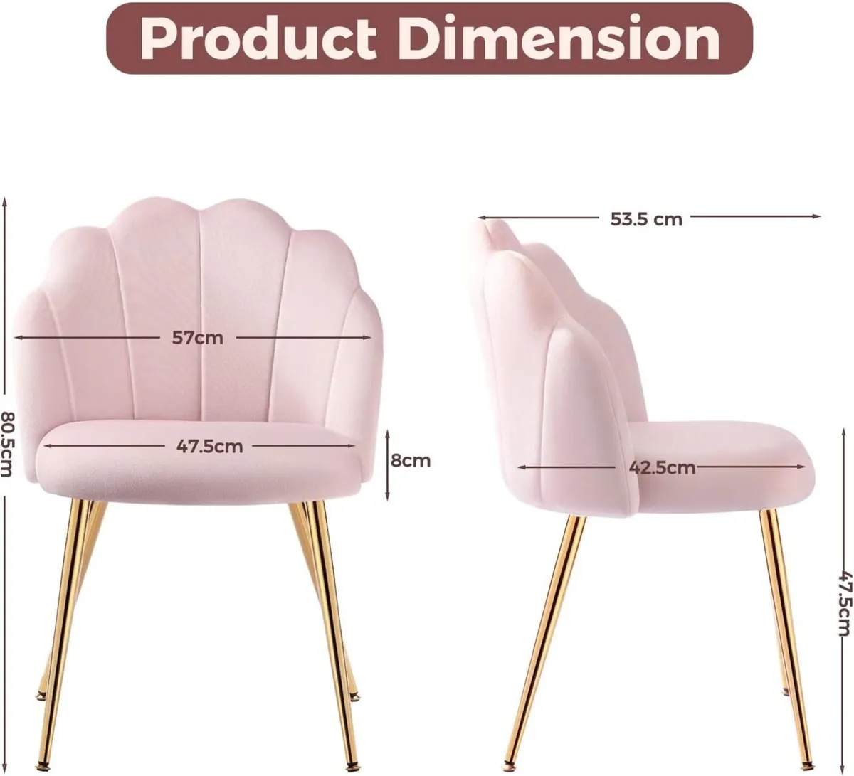 Velvet Chair for Vanity with Gold Legs Desk - Image 3