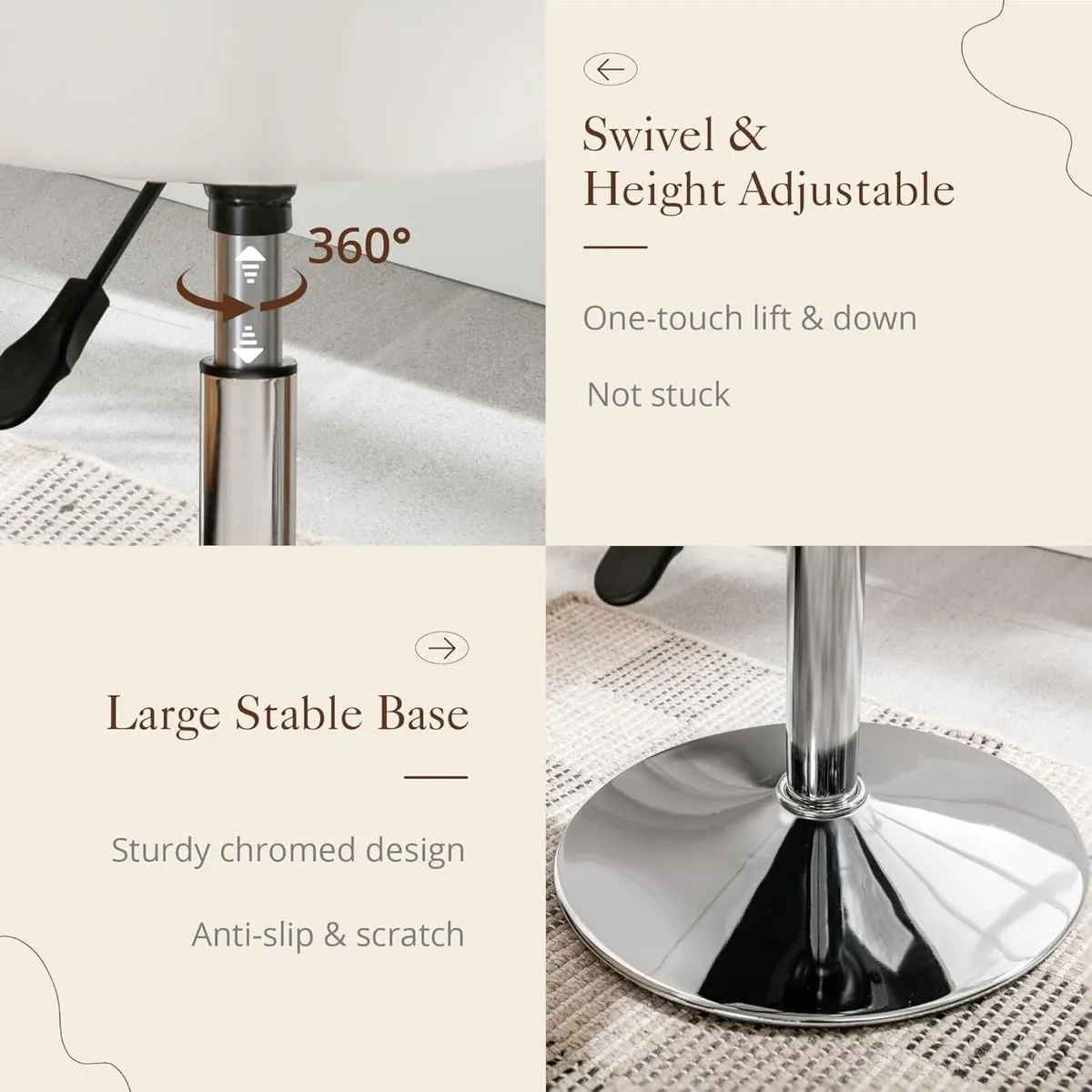 360degreesSwivel Vanity Stool Adjustable Dressing - Image 4