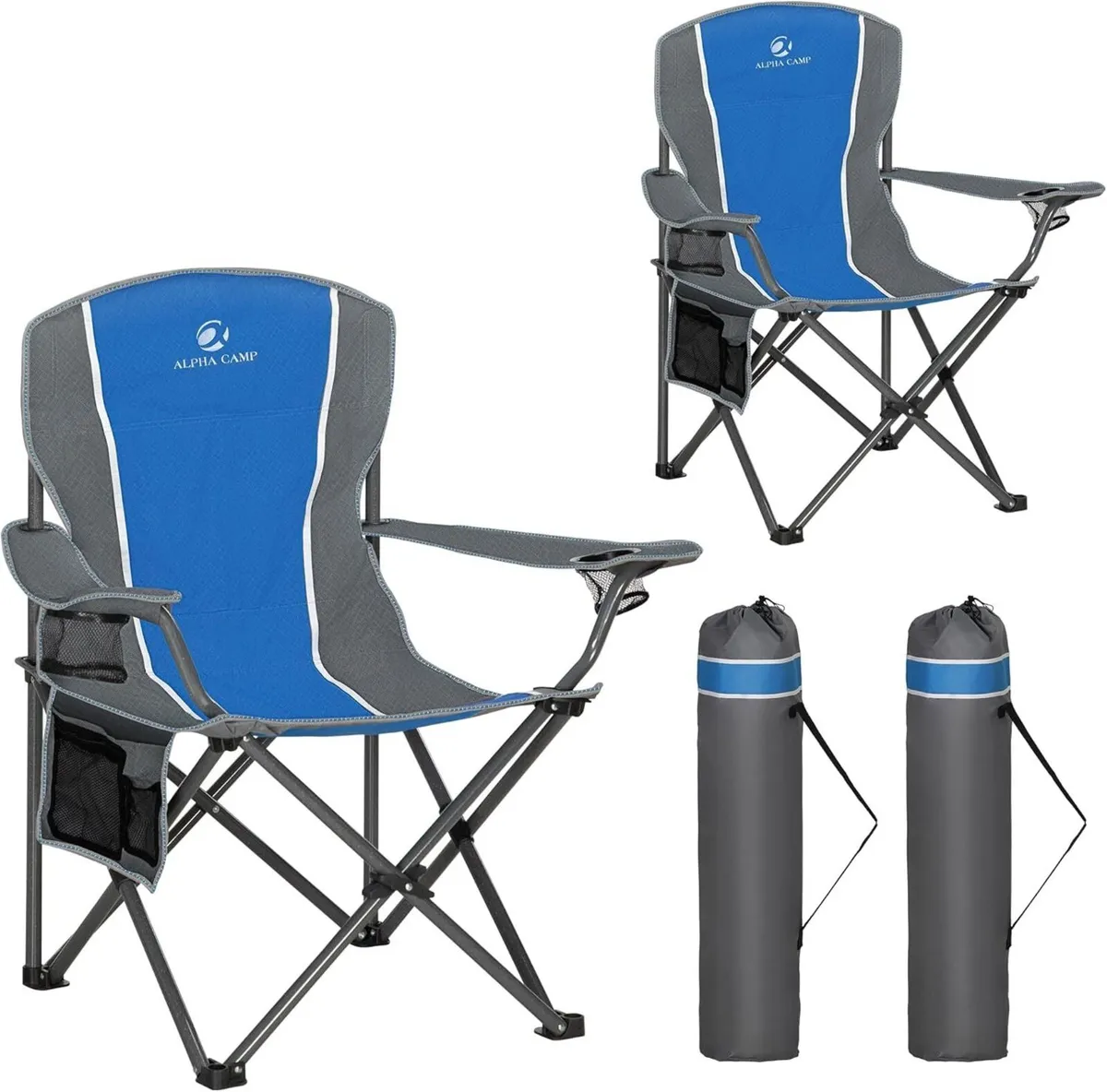 Set of 2 Camping Chairs for Adults Folding - Image 1