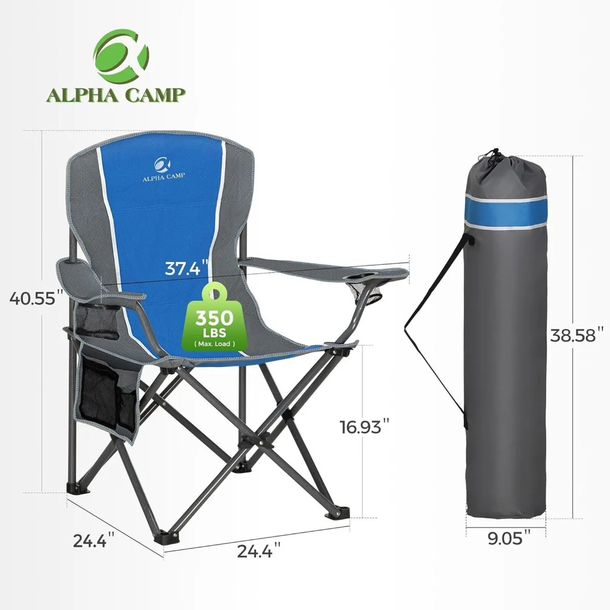 Set of 2 Camping Chairs for Adults Folding - Image 2