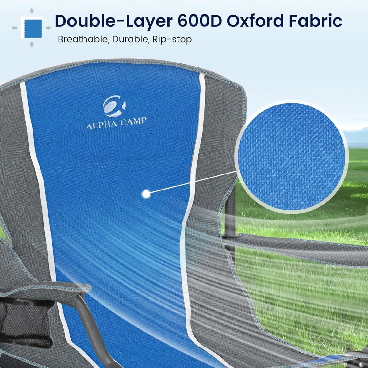 Set of 2 Camping Chairs for Adults Folding - Image 4