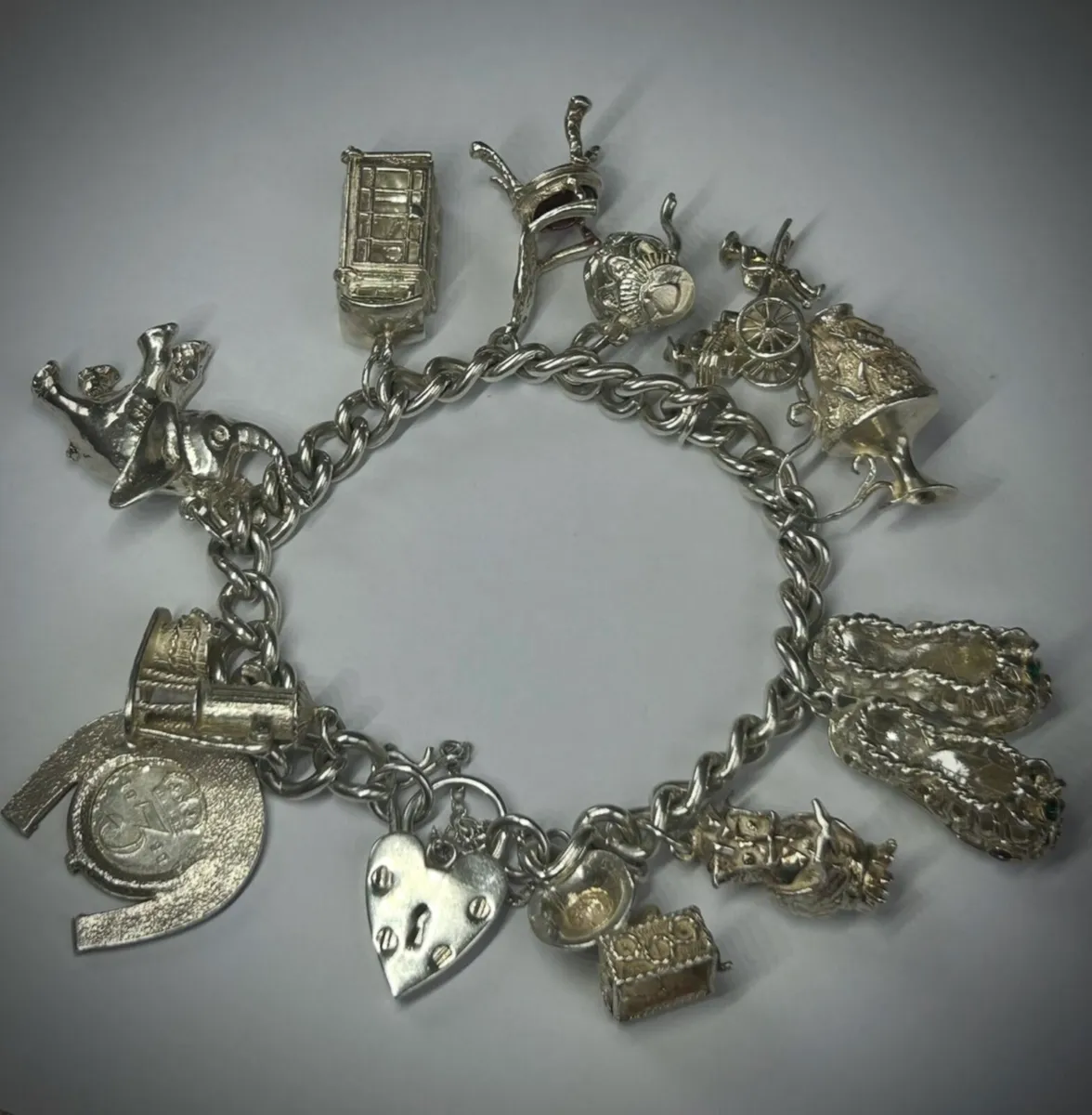 Heavy Silver Charm Bracelet - Image 1