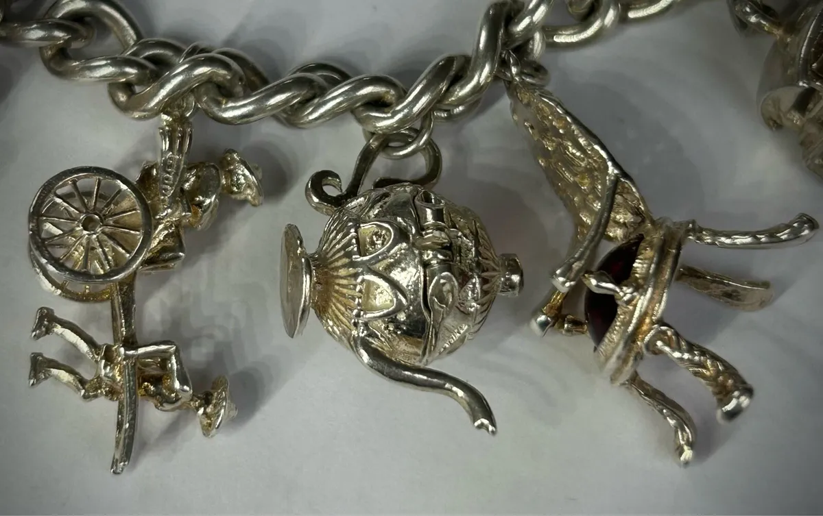 Heavy Silver Charm Bracelet - Image 2