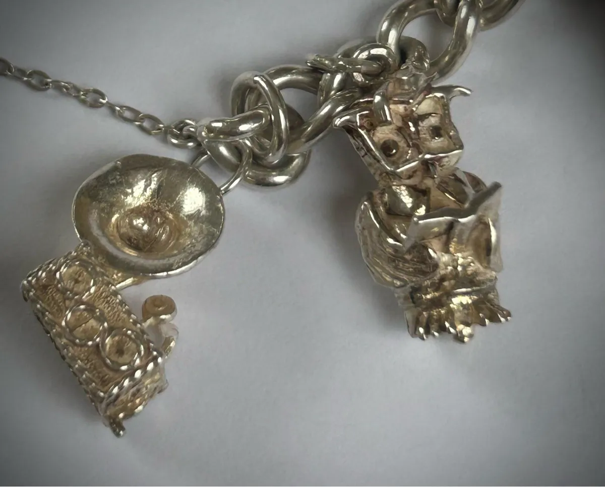 Heavy Silver Charm Bracelet - Image 4