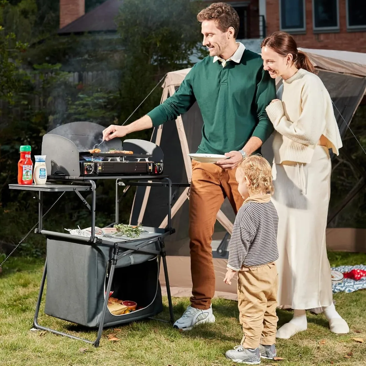 Camping Kitchen Unit with Storage Folding Outdoor - Image 2