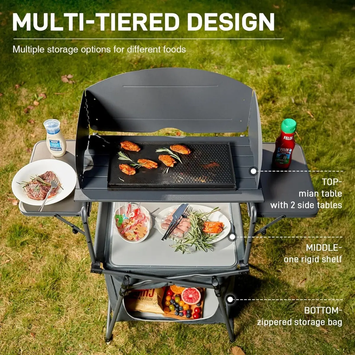 Camping Kitchen Unit with Storage Folding Outdoor - Image 4