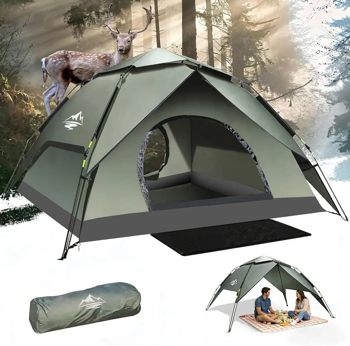 Camping Tent 2-3 Man Pop Up Instant Setup - Image 1