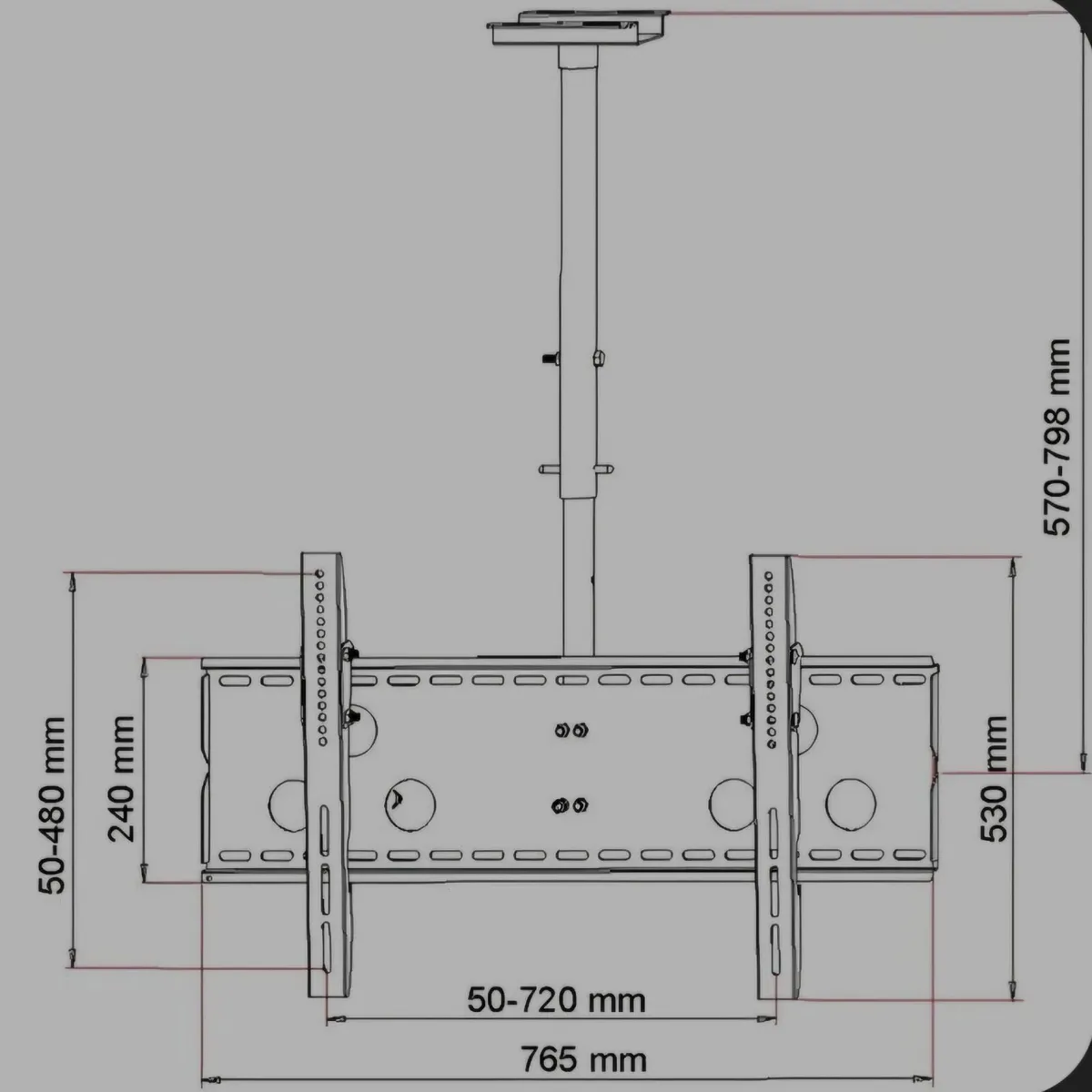 Tv Ceiling Mount Bracket Tilt Swivel 43"-80" - Image 2