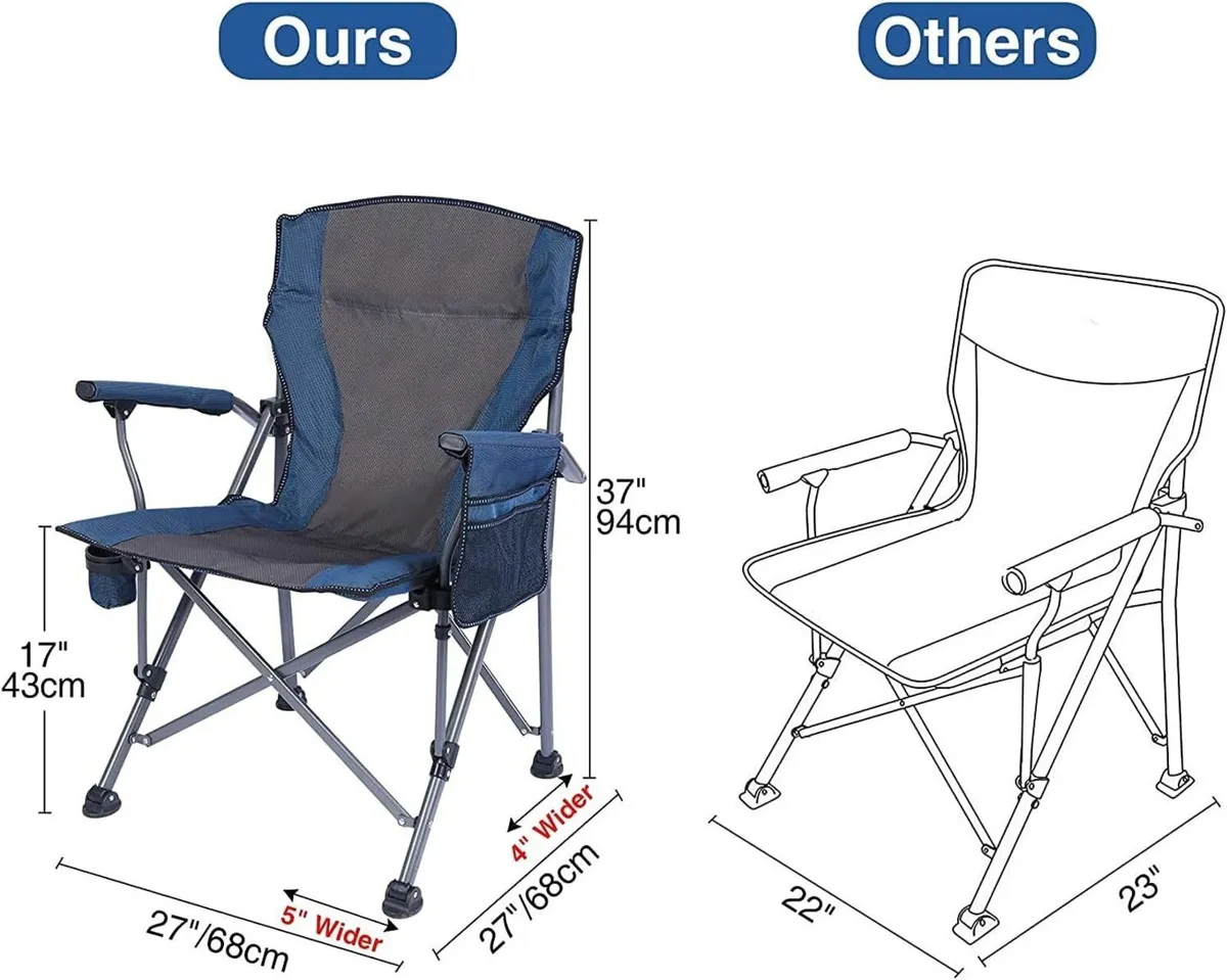 2 Pack Oversized Folding Camping Chair for Heavy - Image 3