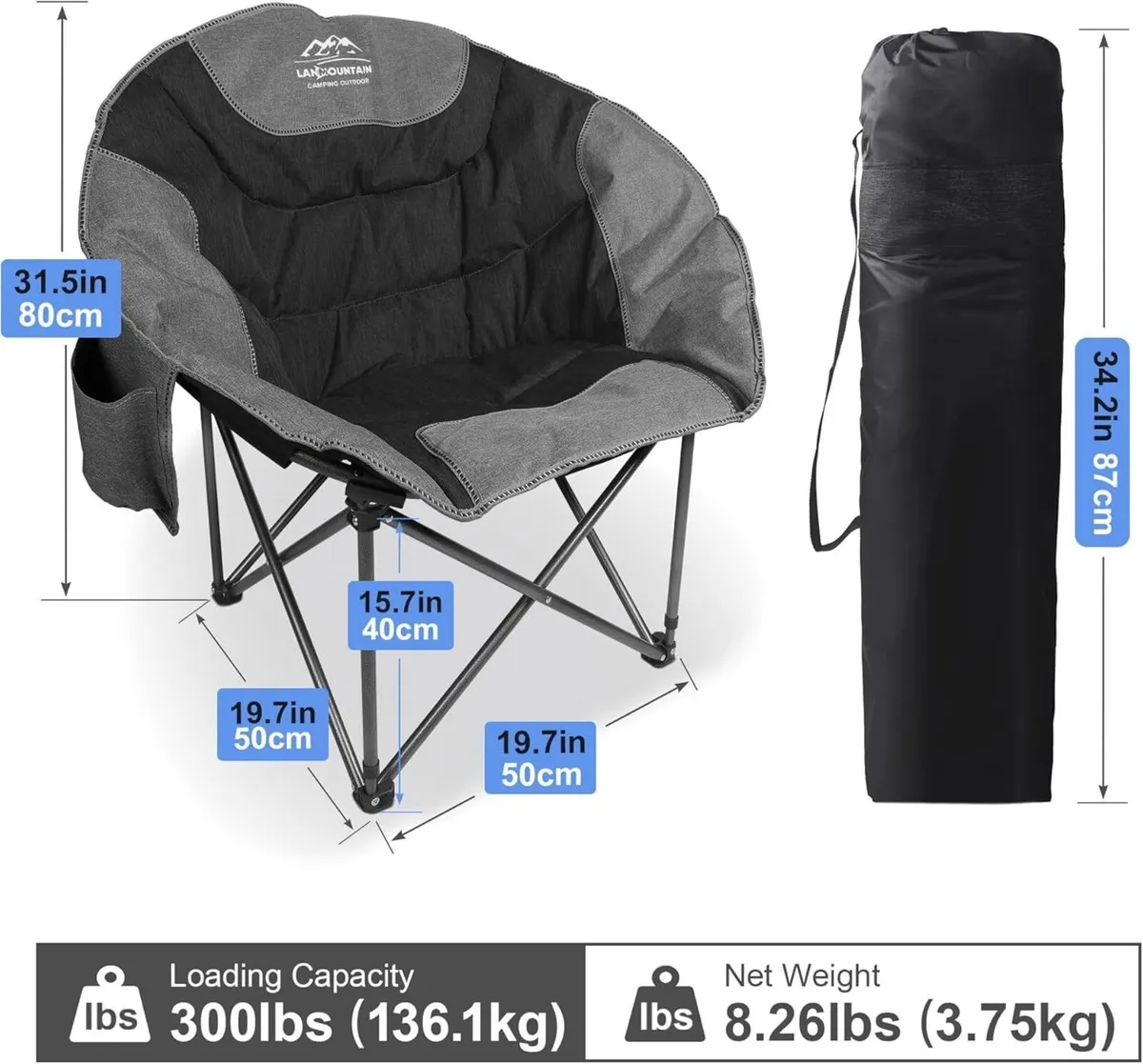 Moon Camping Chair Portable Round Folding Lawn - Image 2