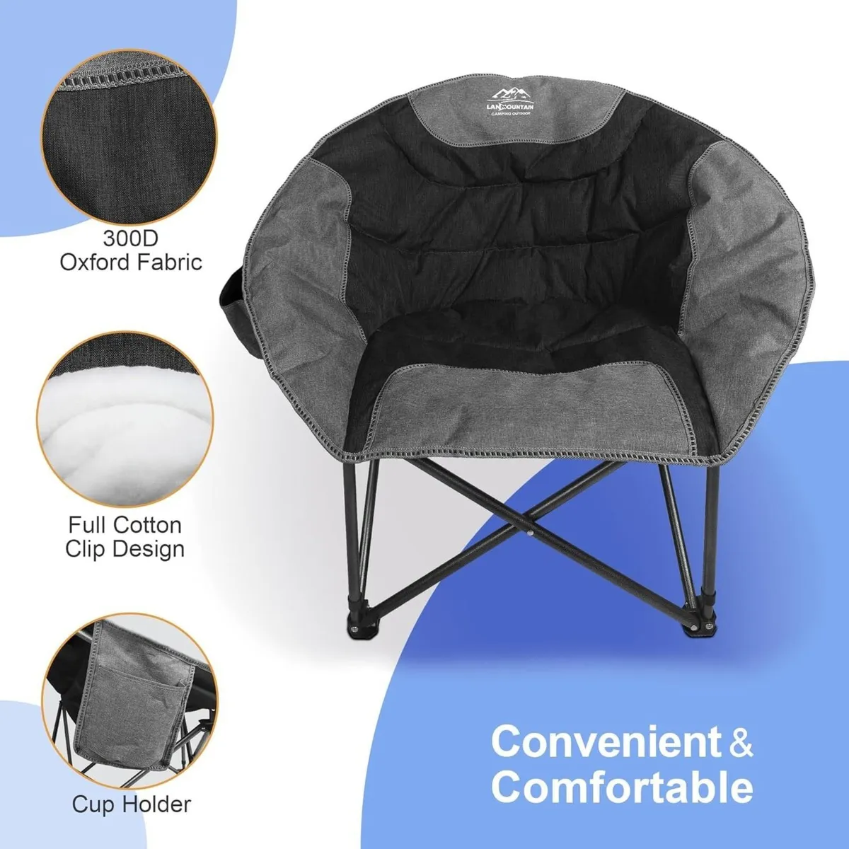 Moon Camping Chair Portable Round Folding Lawn - Image 3
