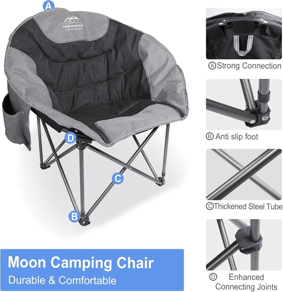 Moon Camping Chair Portable Round Folding Lawn - Image 4