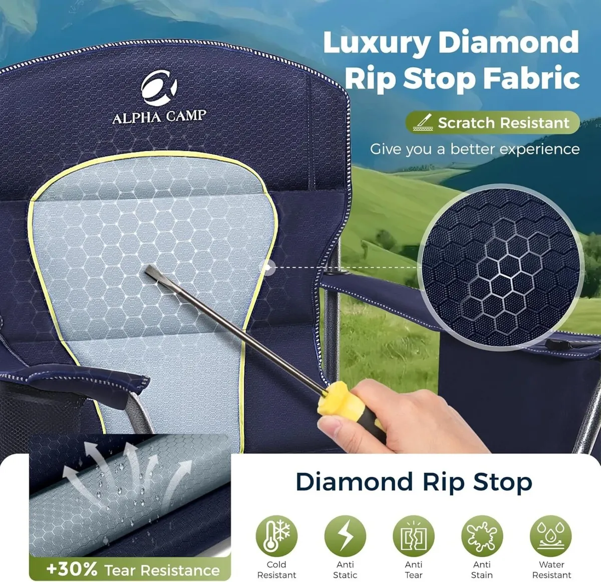 Set of 2 Camping Chairs for Adults Chair Heavy - Image 4