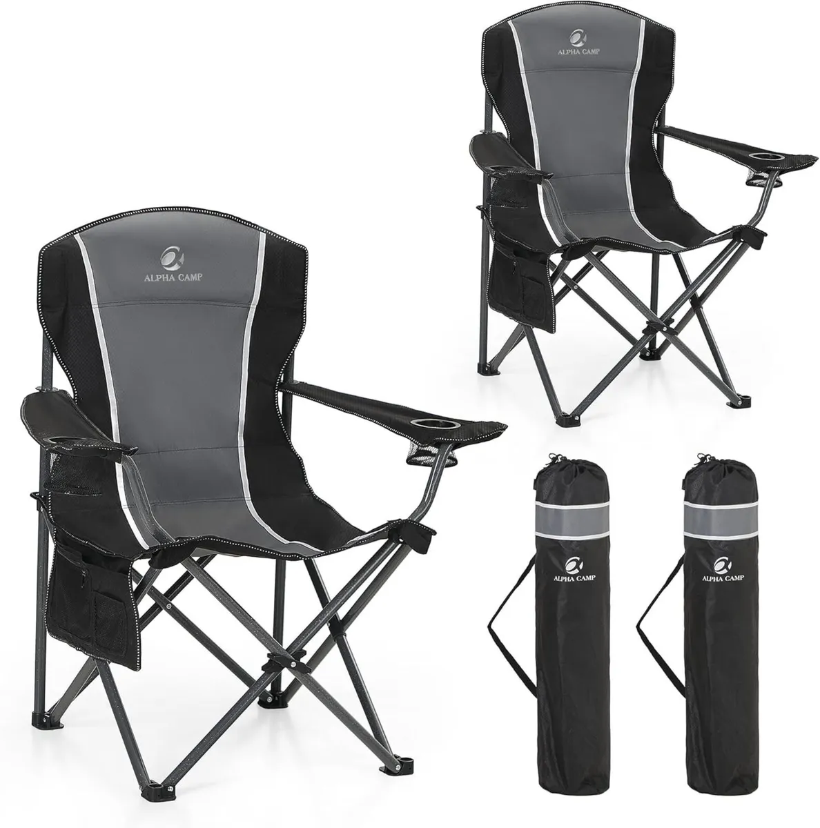 Set of 2 Camping Chairs for Adults Folding Chair - Image 1