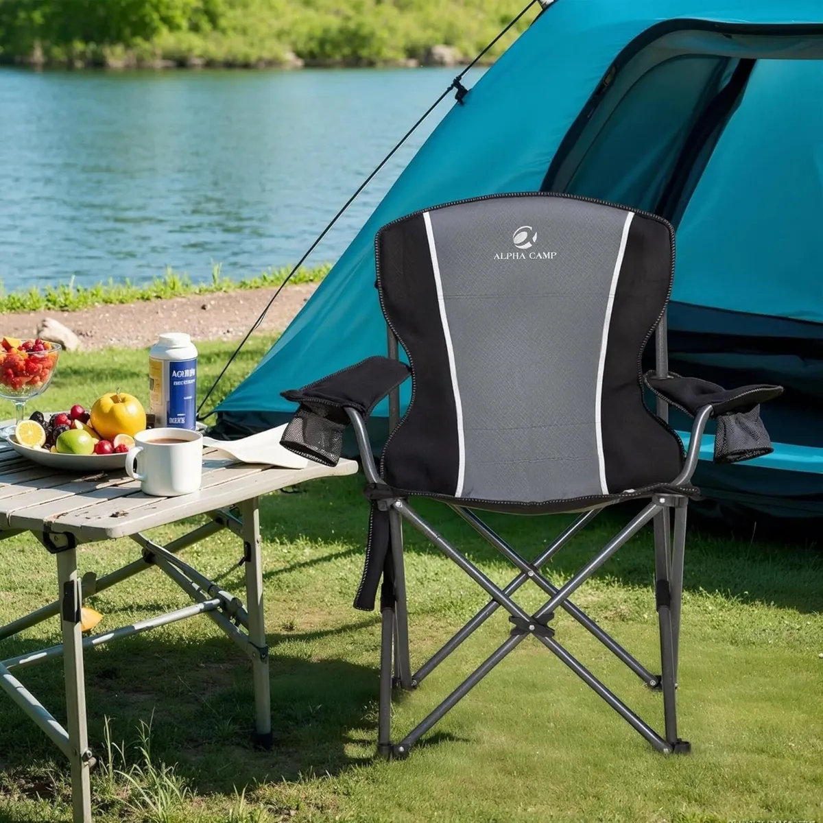 Set of 2 Camping Chairs for Adults Folding Chair - Image 2