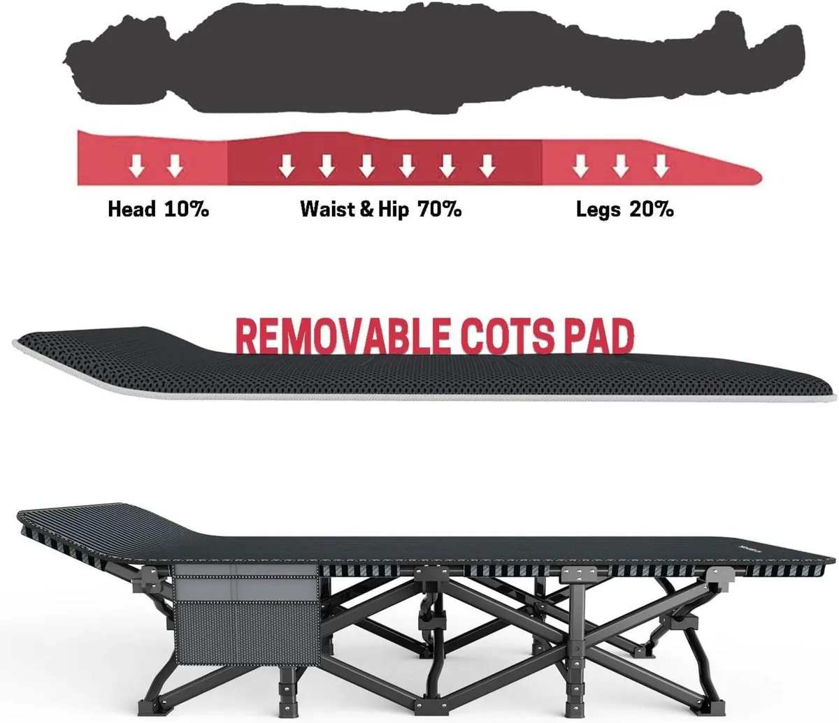 Camp Beds for Adults with Cushion Comfortable - Image 4