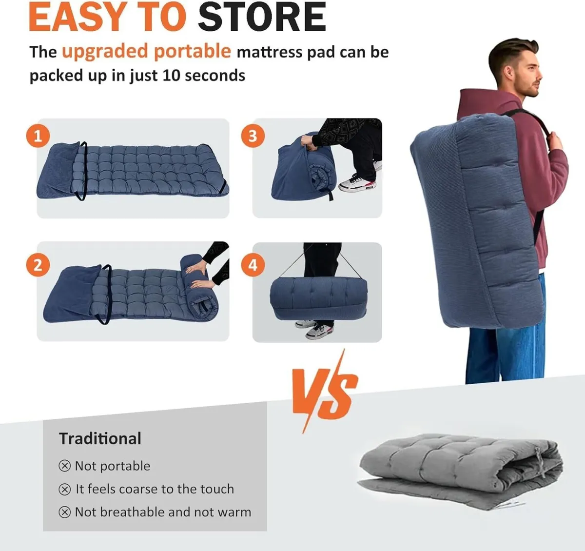 Camp Beds for Adults with Cushion Portable Tent - Image 3