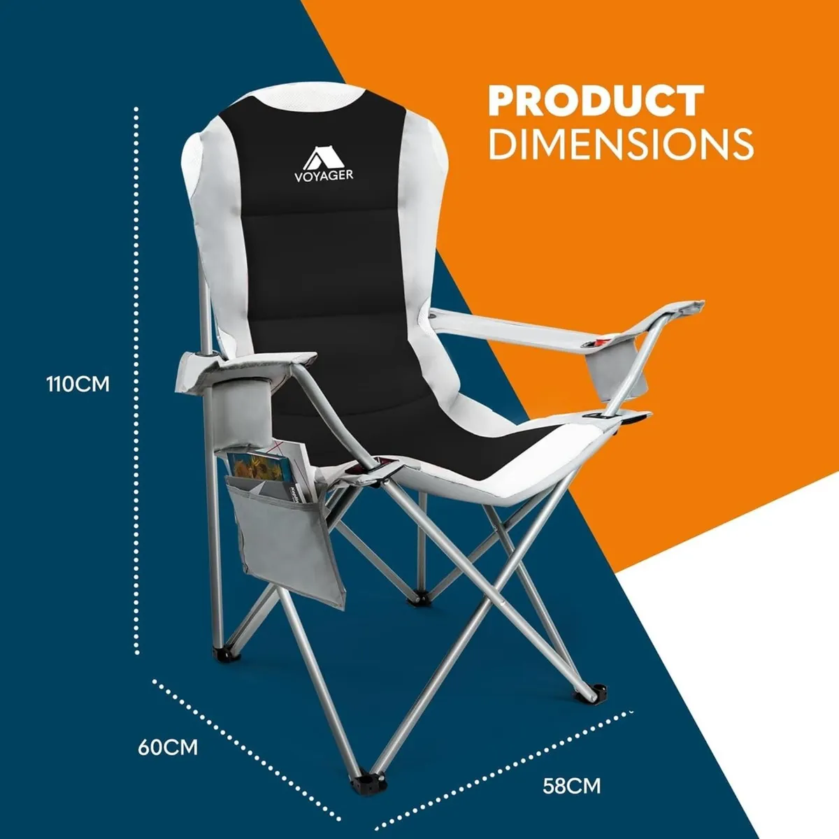 Folding Camping Chairs 2 Pack with Cooler Bag - Image 2