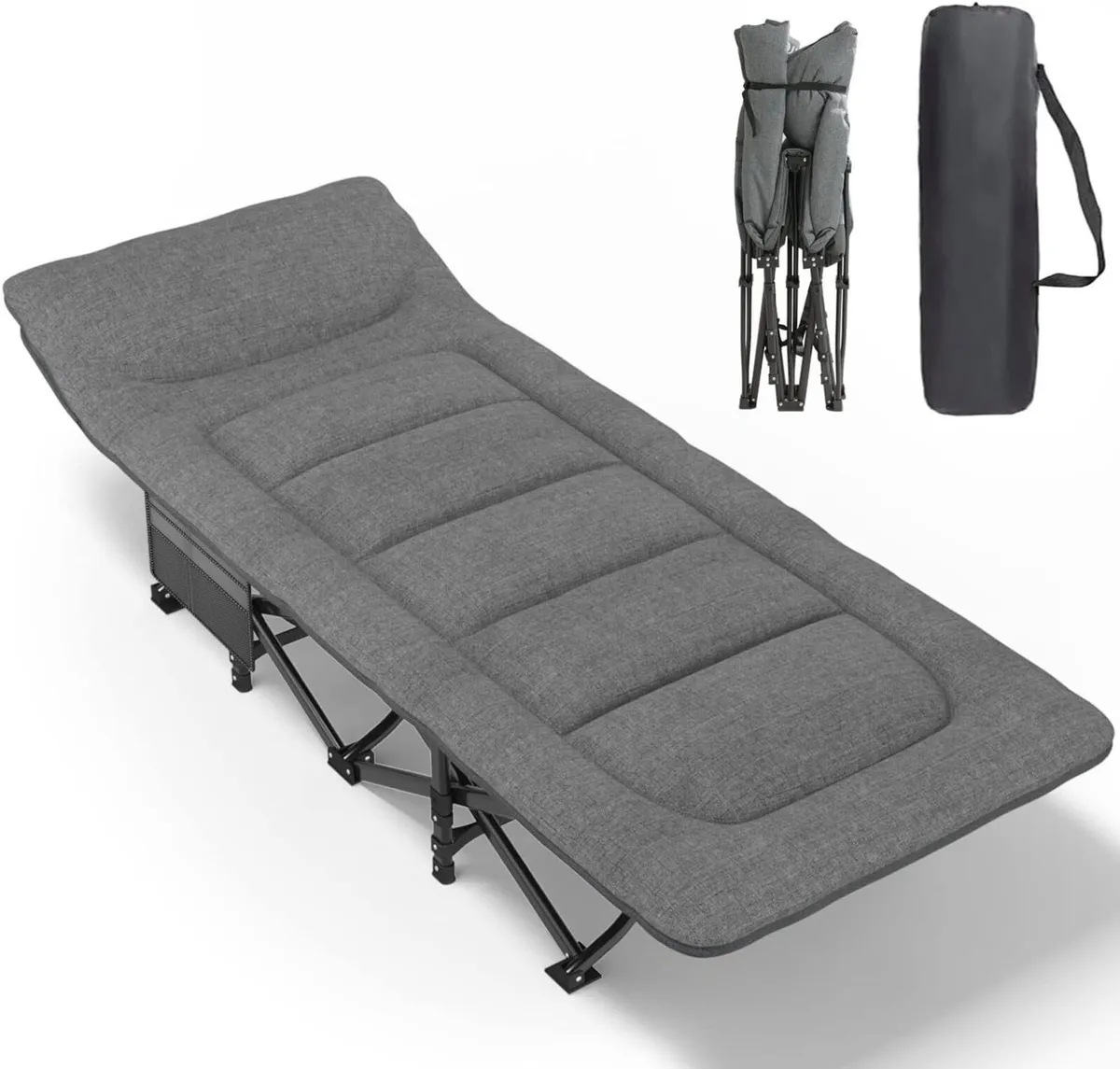 Camp Beds for Adults with Cushion and Pillow - Image 1
