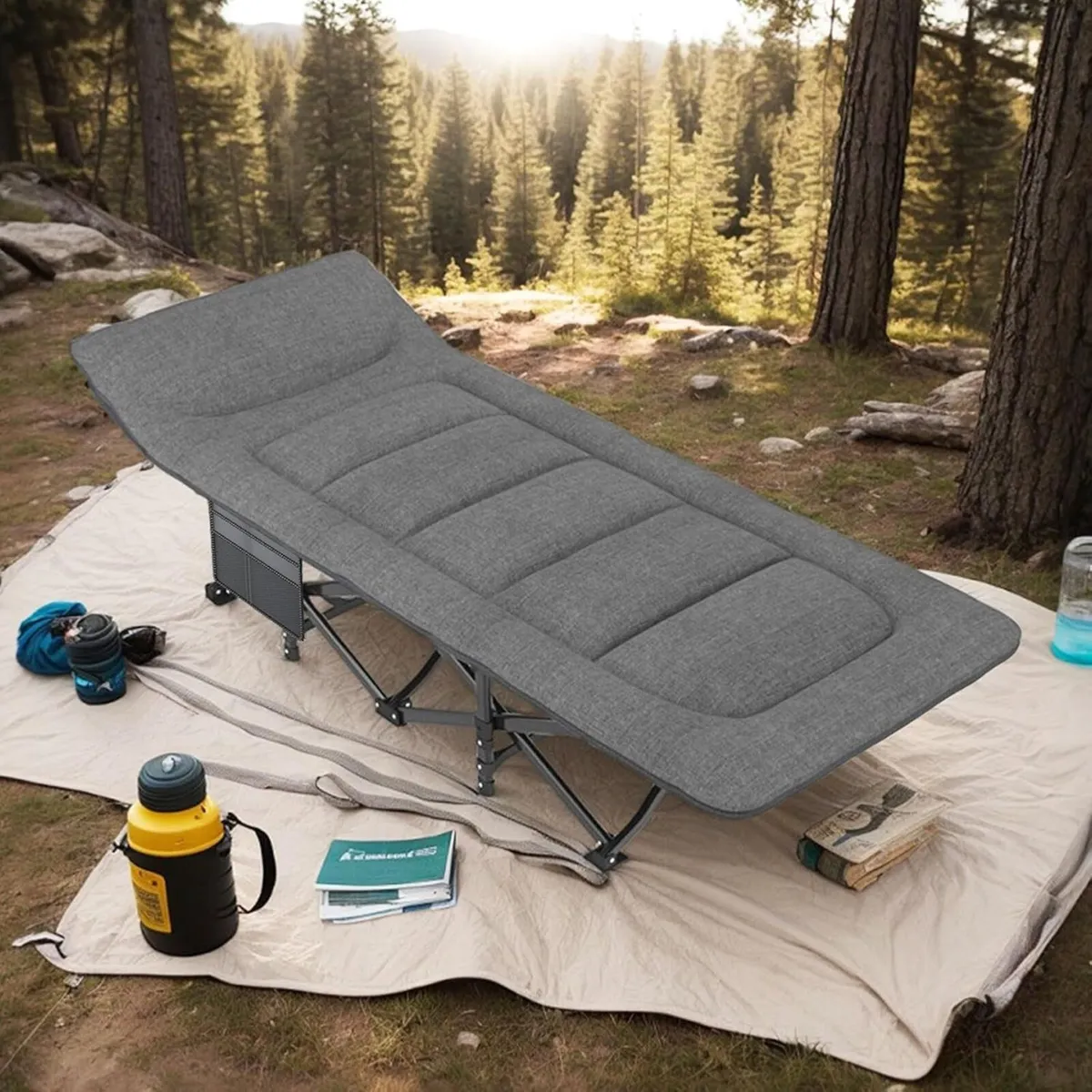 Camp Beds for Adults with Cushion and Pillow - Image 2