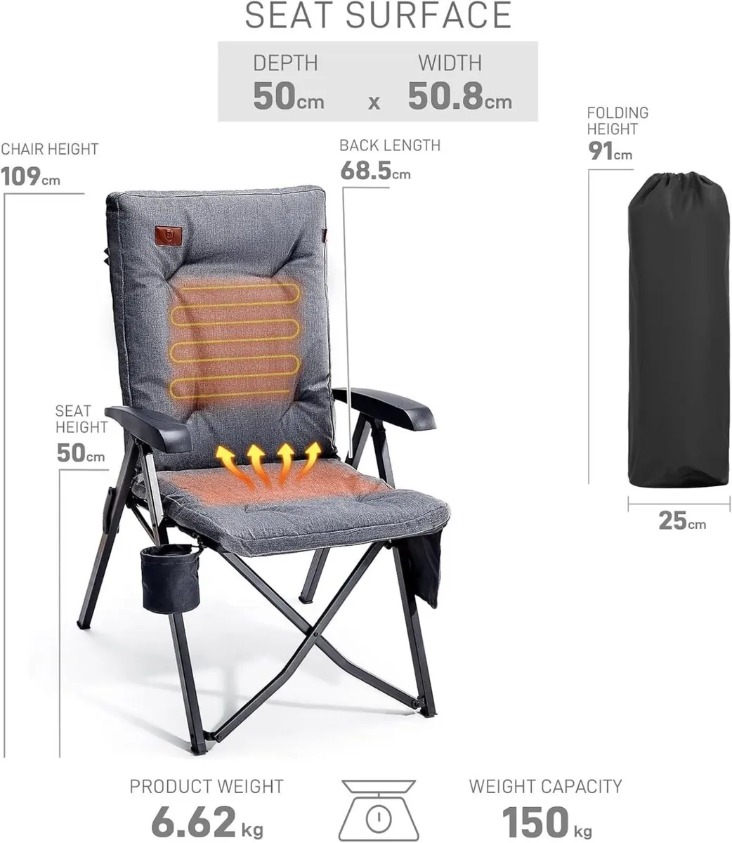 Heated Camping Chairs for Adults Heavy Duty 3 - Image 3