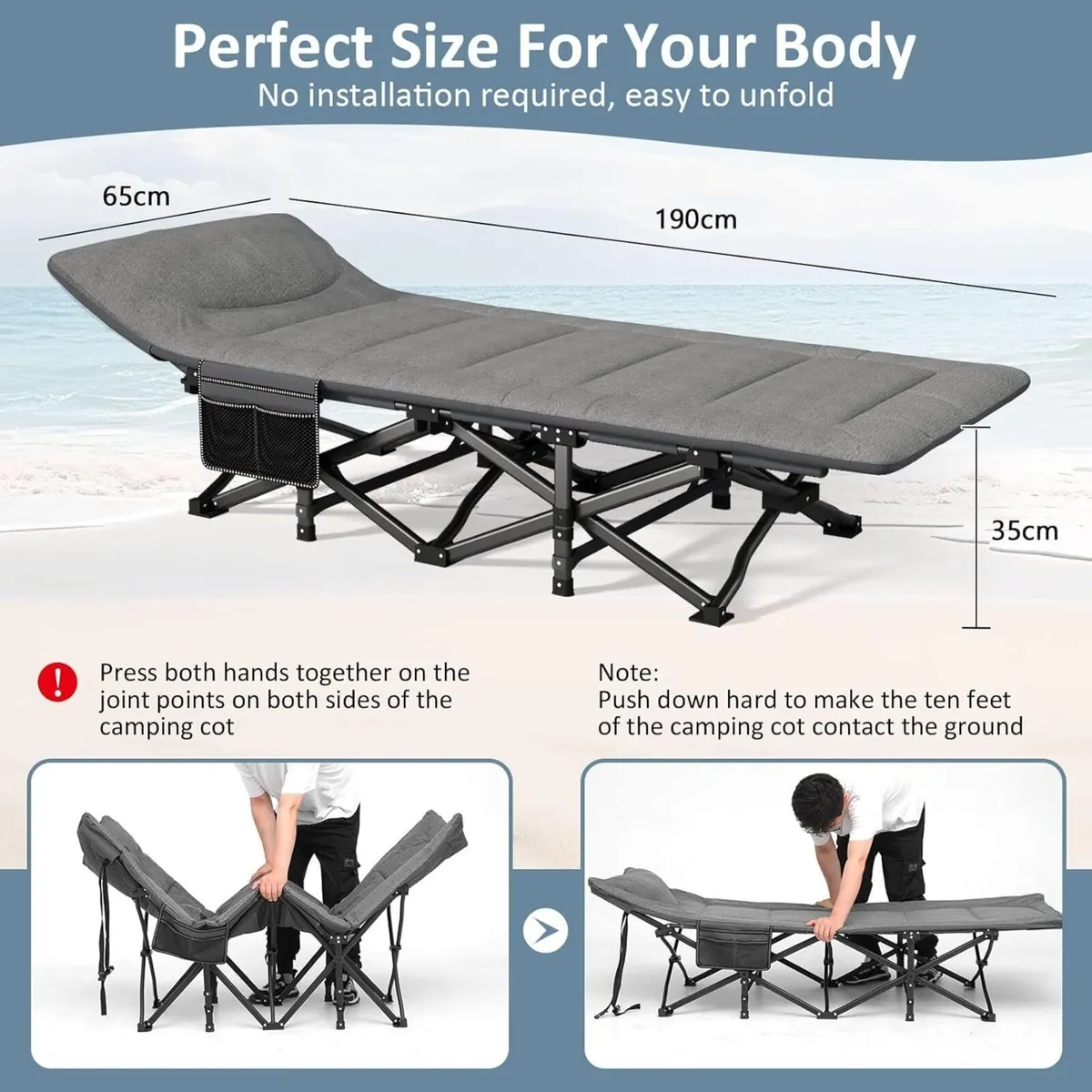 Camping Cot Folding Bed for Adults with Built-in - Image 3