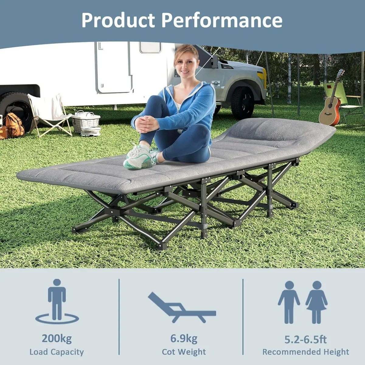 Camping Cot Folding Bed for Adults with Built-in - Image 4