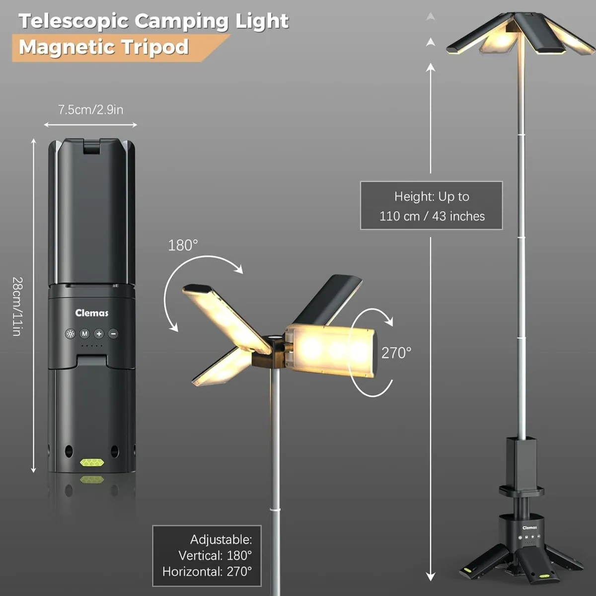 Telescopic Camping Lights Rechargeable mAh Led - Image 2