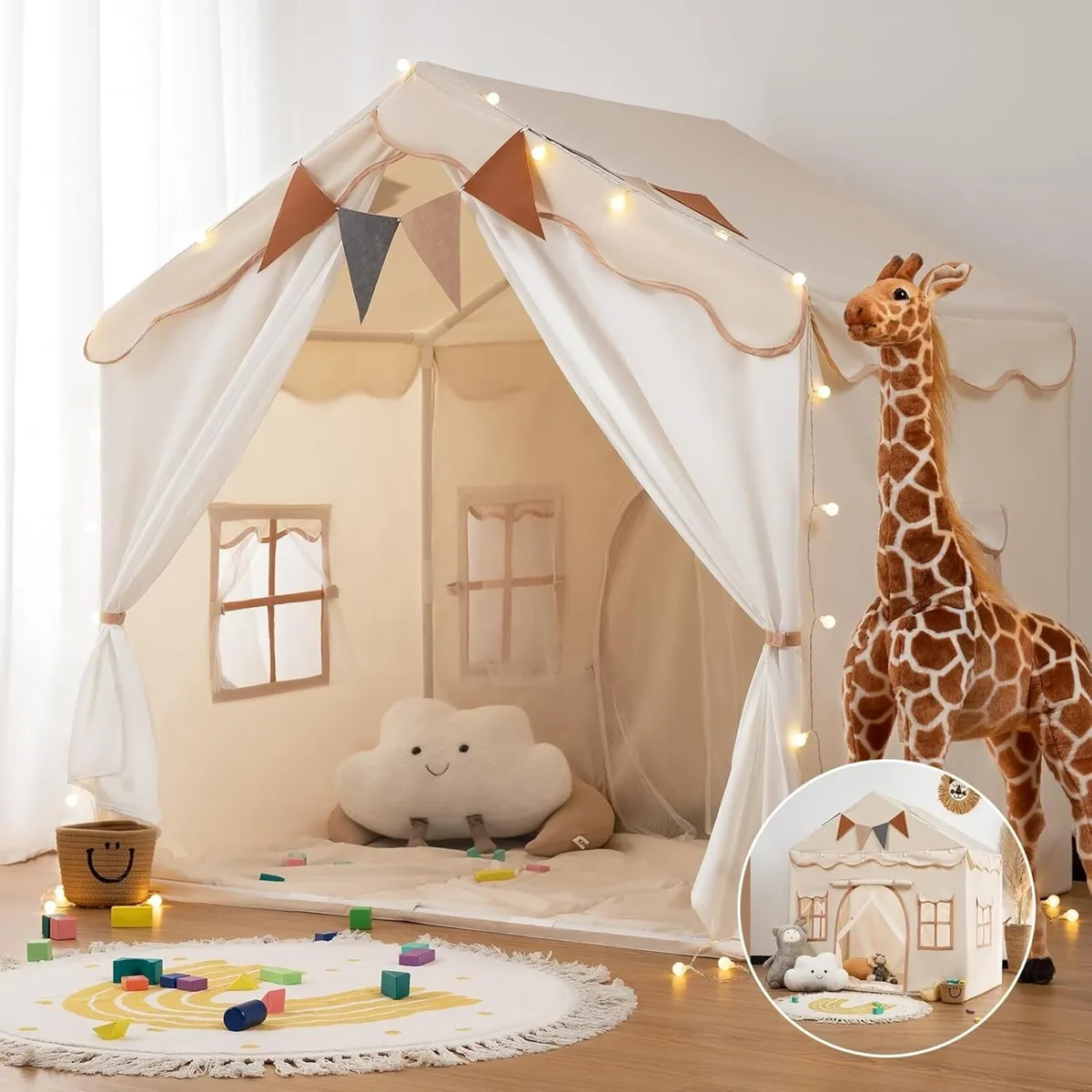 2-in-1 Kids Play House Tent for Girls Boys – - Image 1