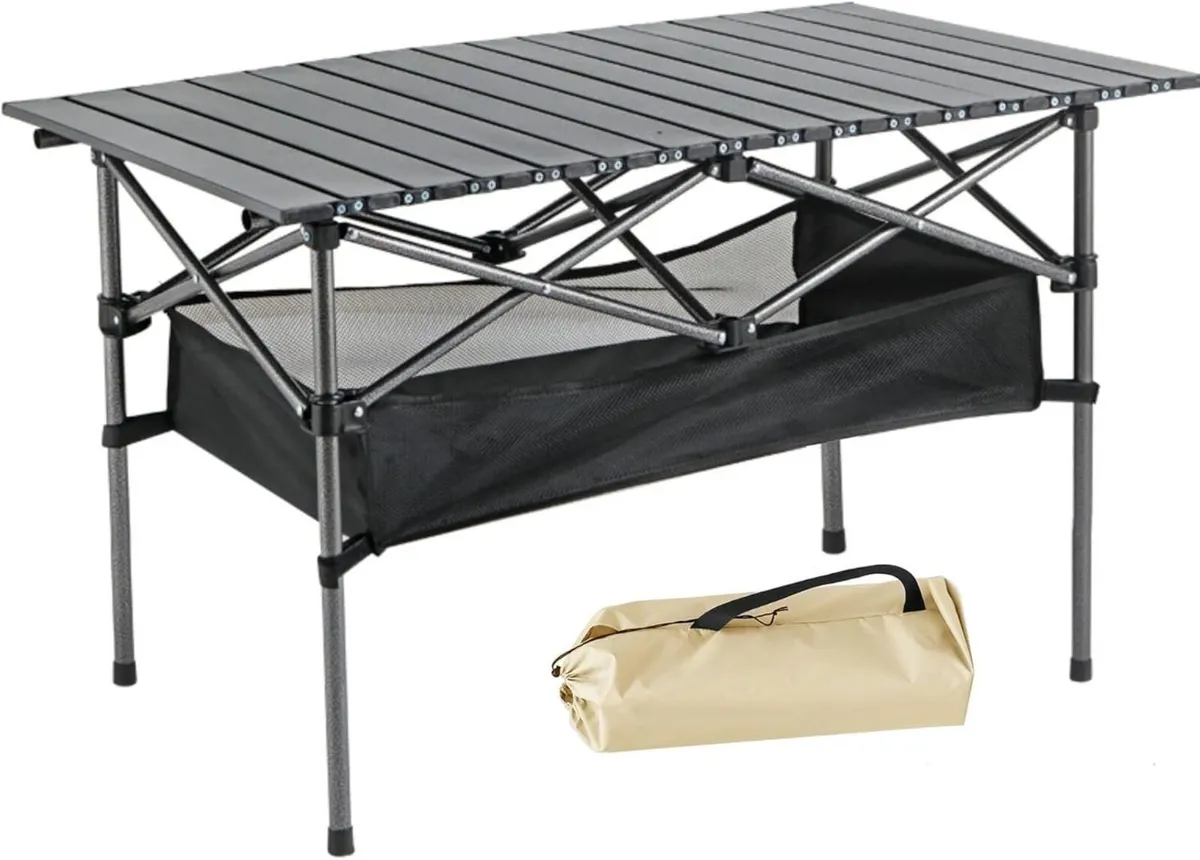 Foldable Camping Table Alloy Steel Roll-up Picnic - Image 1