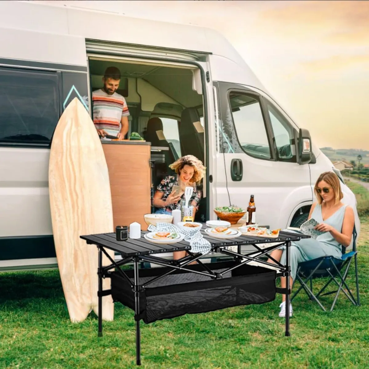 Foldable Camping Table Alloy Steel Roll-up Picnic - Image 2