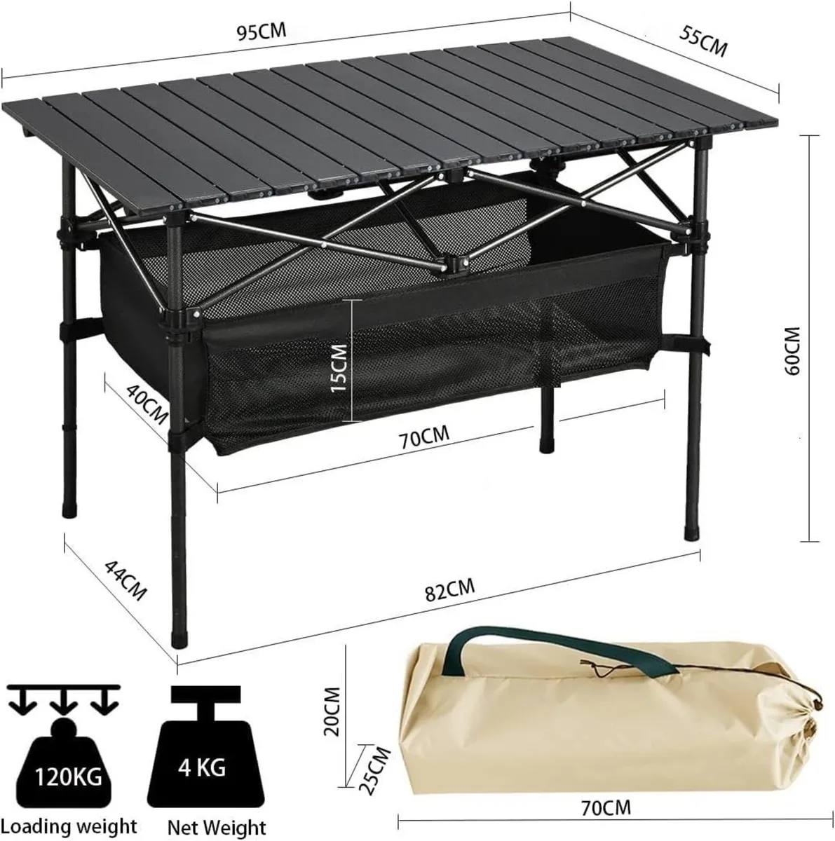 Foldable Camping Table Alloy Steel Roll-up Picnic - Image 3