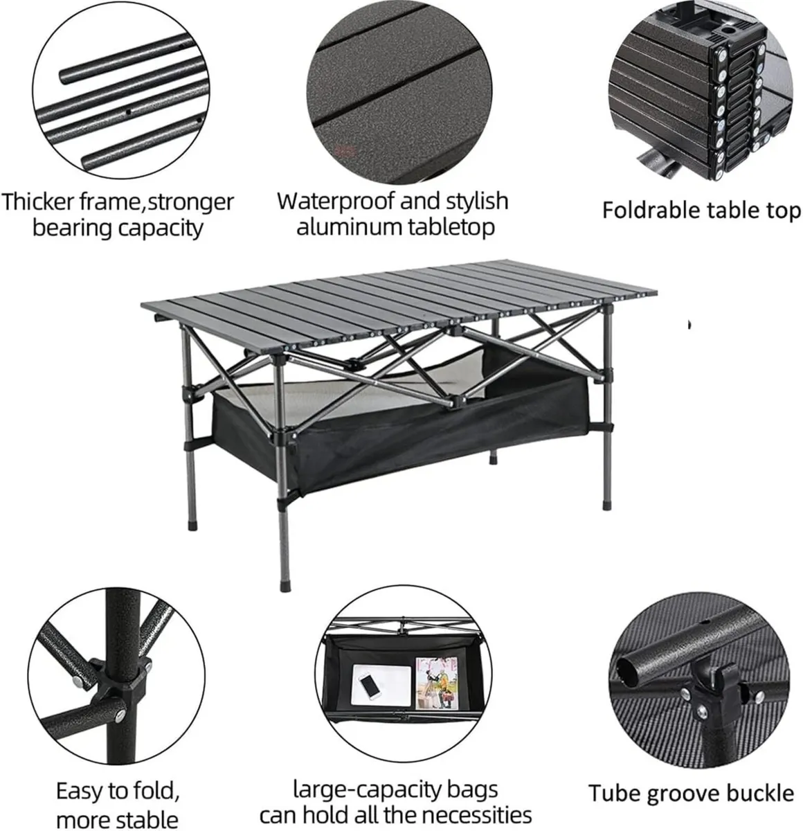 Foldable Camping Table Alloy Steel Roll-up Picnic - Image 4