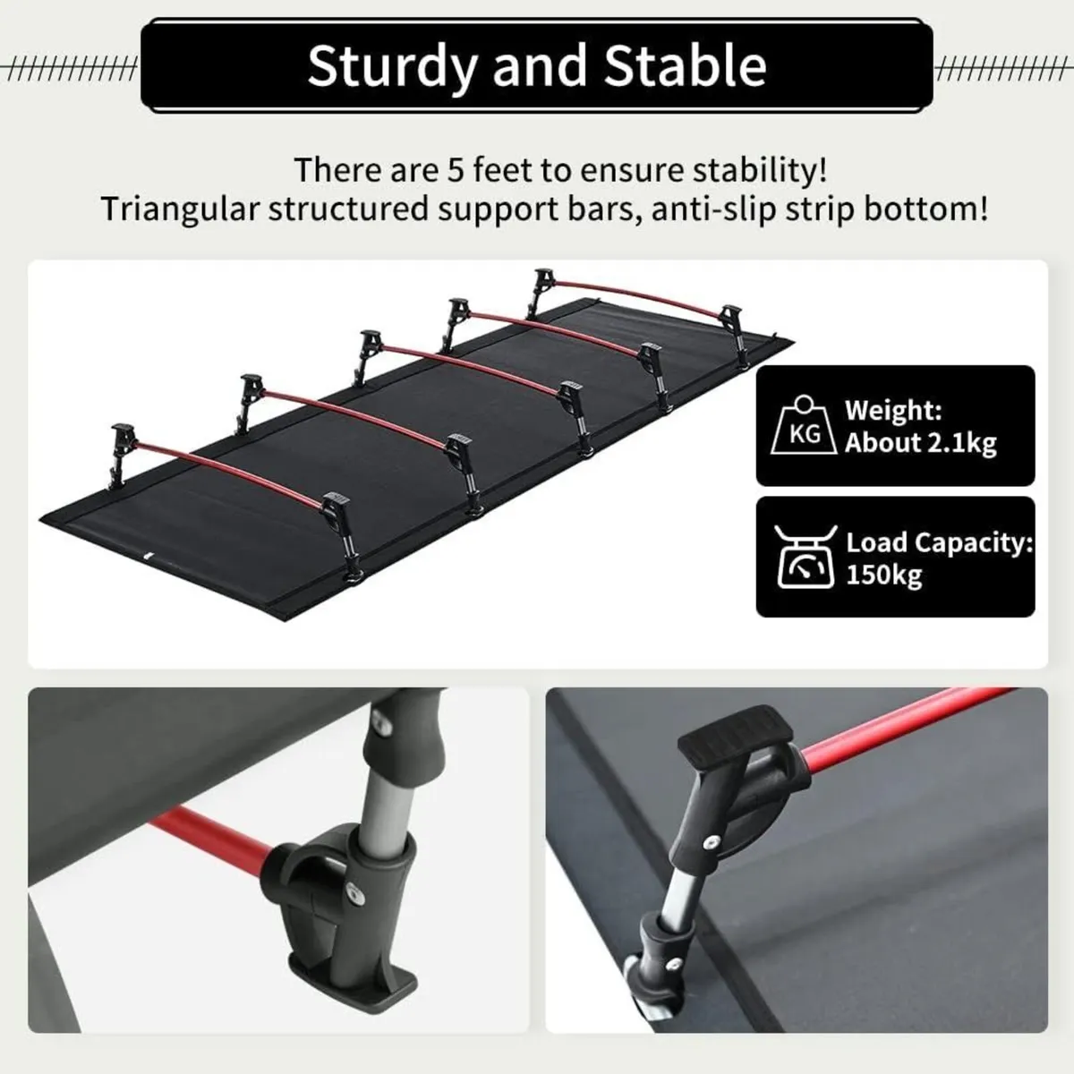 Camping Cot Folding Bed Lightweight Aluminum - Image 4