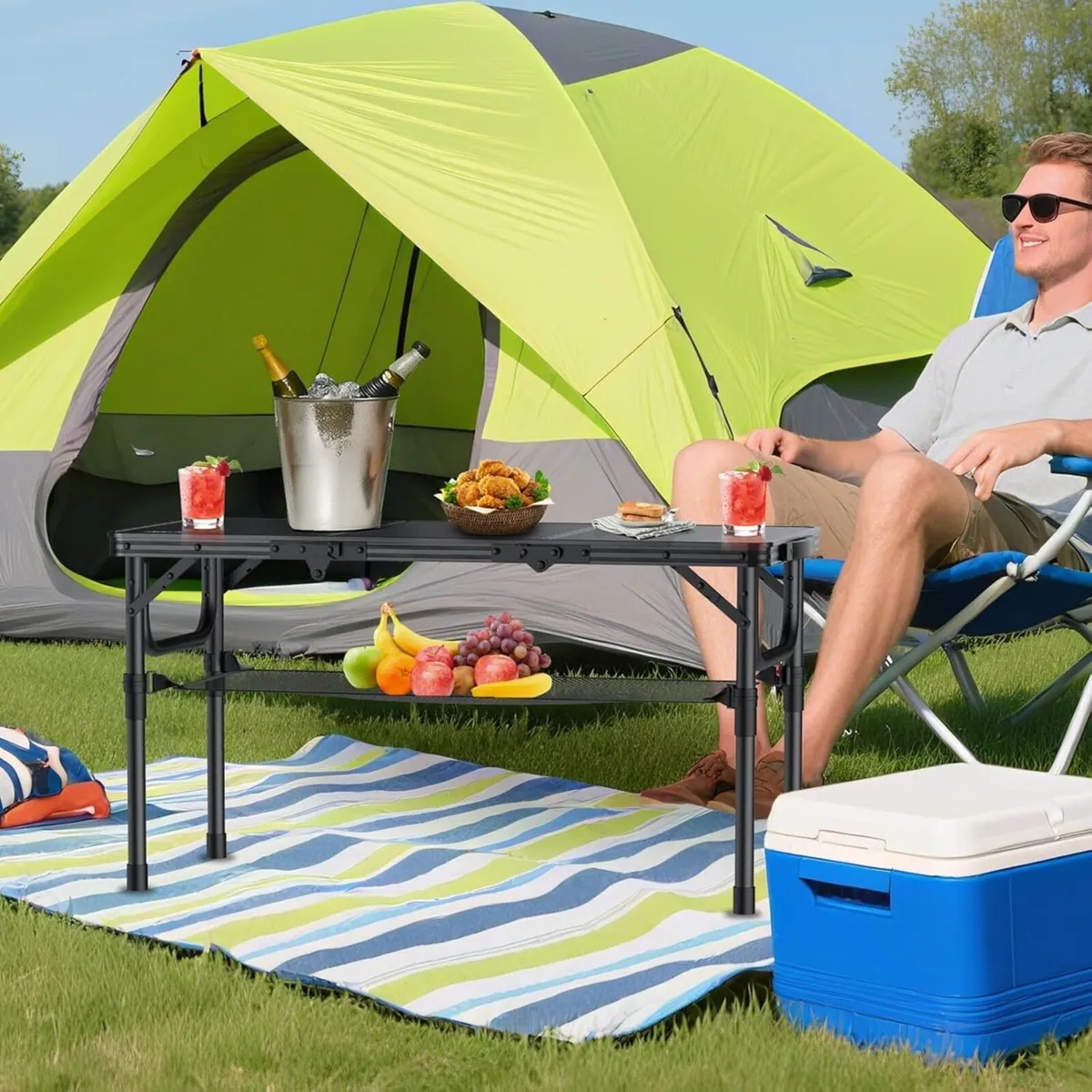 Folding Camping Table 88cm x 40cm Aluminum 3 - Image 2
