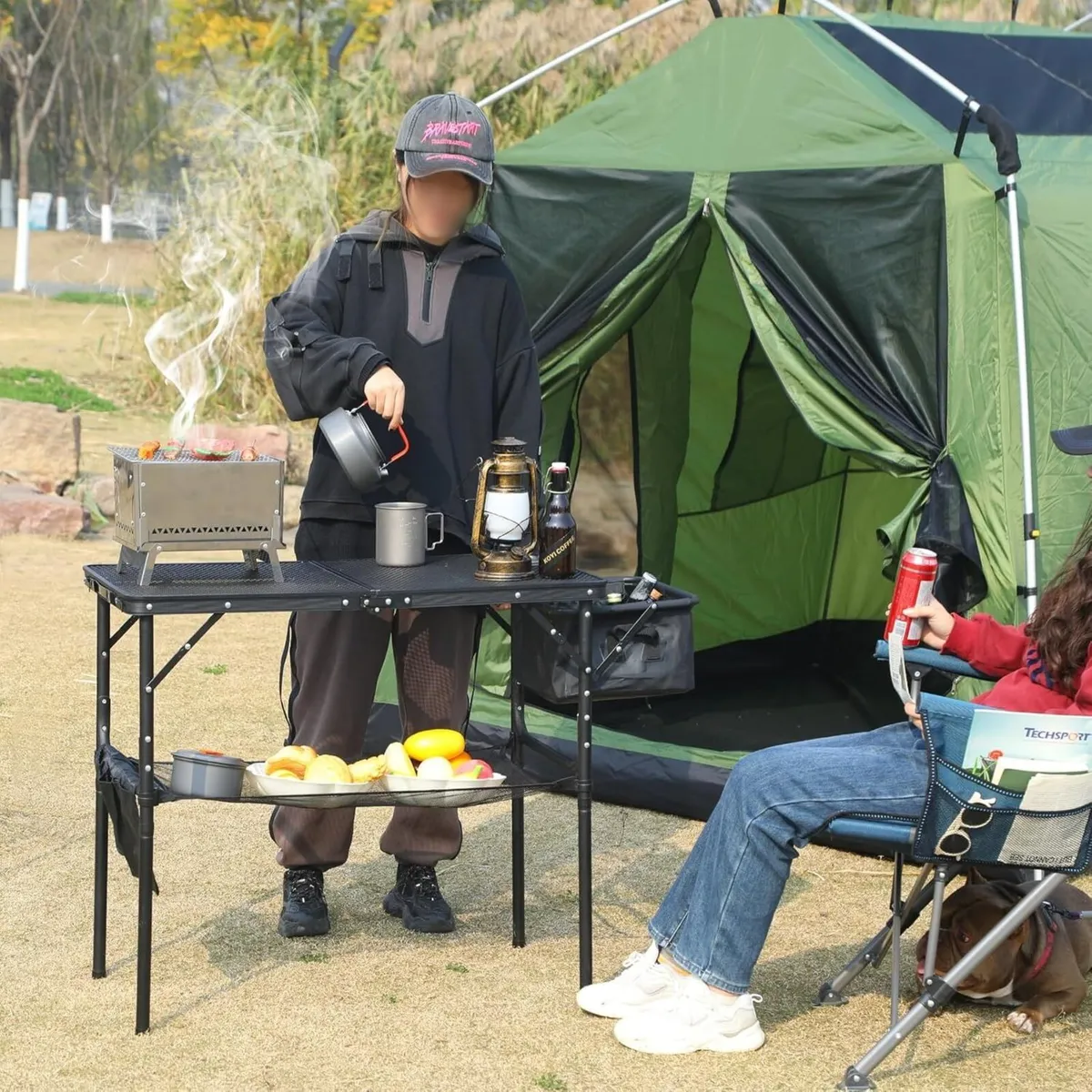 Folding BBQ Table 2-Height Adjustable Aluminum - Image 2