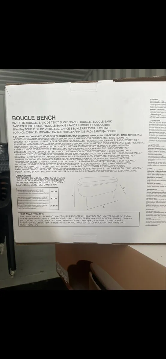 Bouclé Storage Bench. Brand new in box. €30 - Image 4