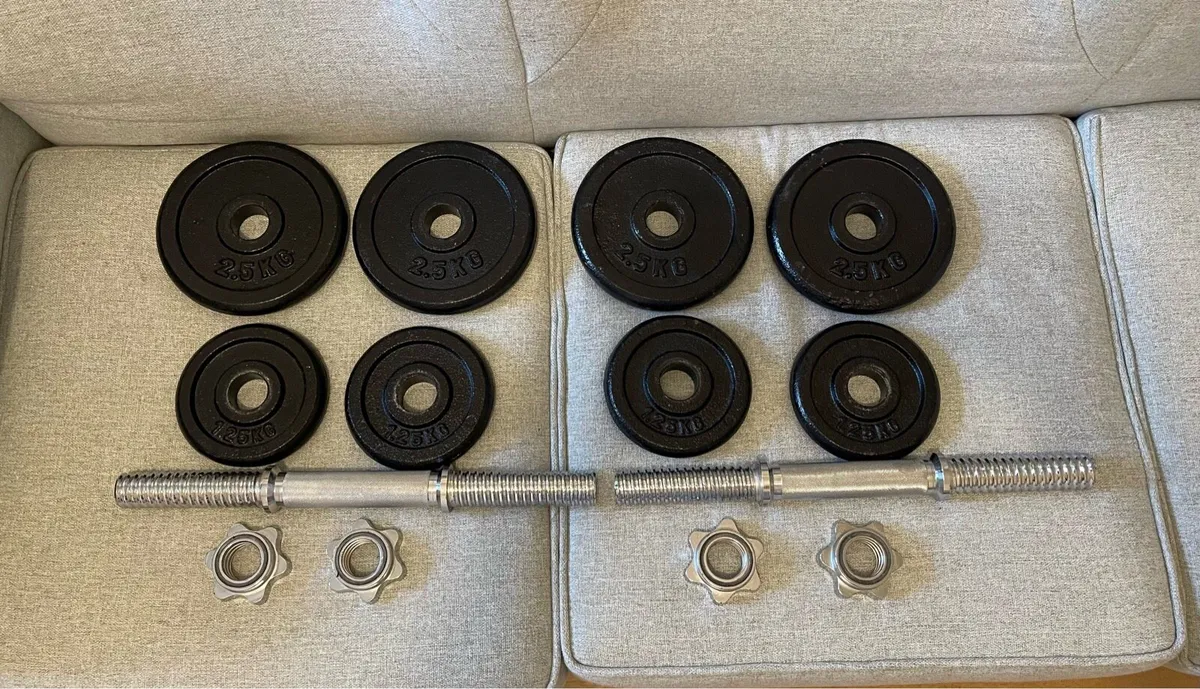 2x10kg adjustable steel Dumbells - Image 1