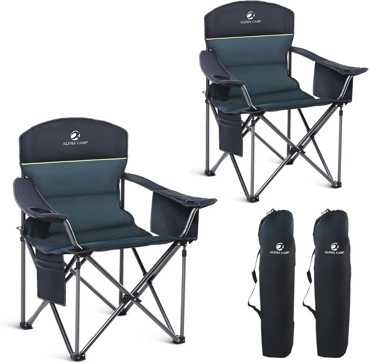 Set of 2 Camping Chairs for Adults Heavy People - Image 1