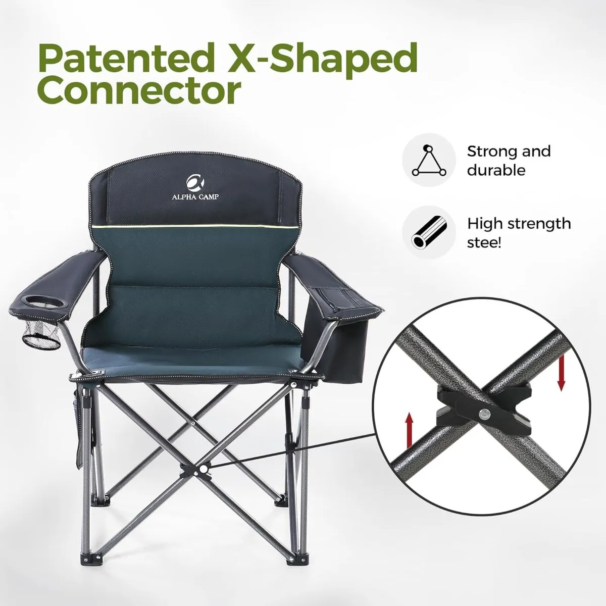 Set of 2 Camping Chairs for Adults Heavy People - Image 3