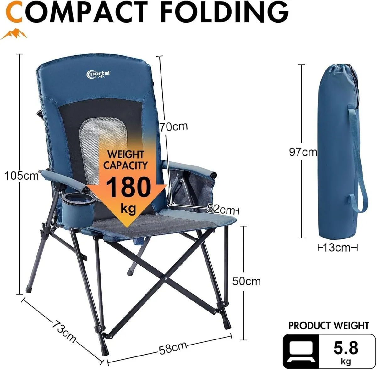 Folding Camping Chair for Adults High Back Heavy - Image 3