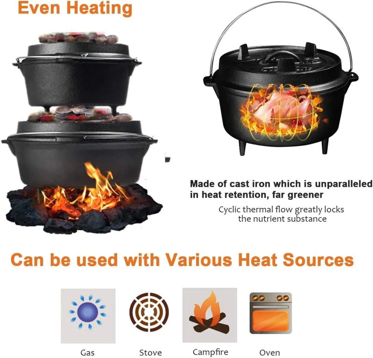 8.8L/ 9Quart All-Round Dutch Oven Dual Function - Image 3