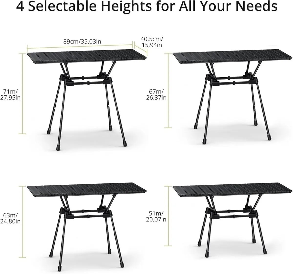 3ft Camping Table Foldable 4 Adjustable Height - Image 3