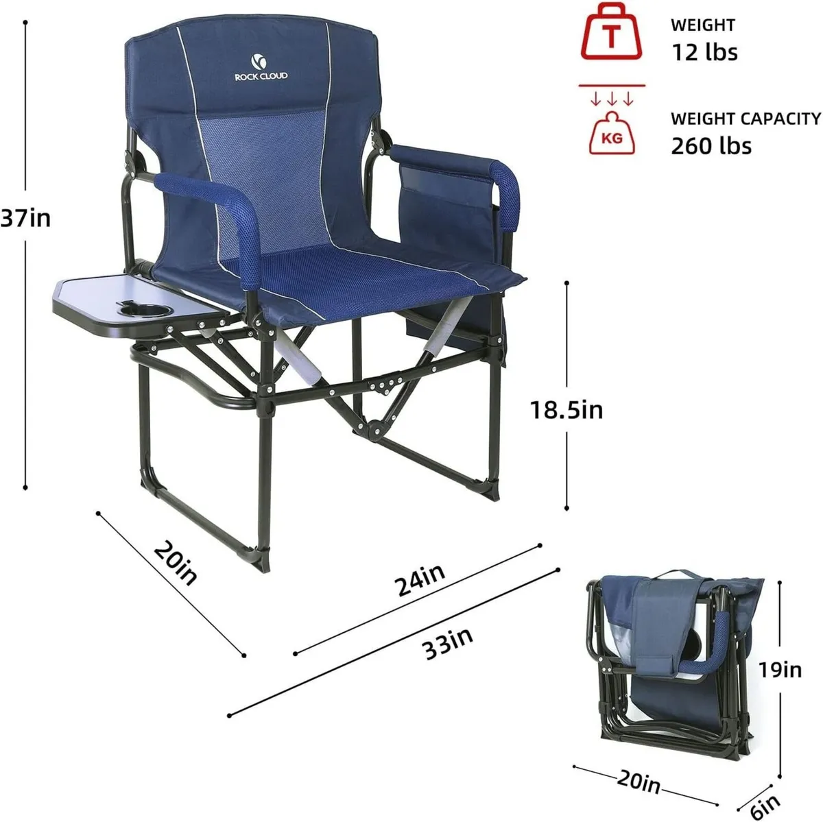 Camping Chair with Side Table Lightweight Compact - Image 3