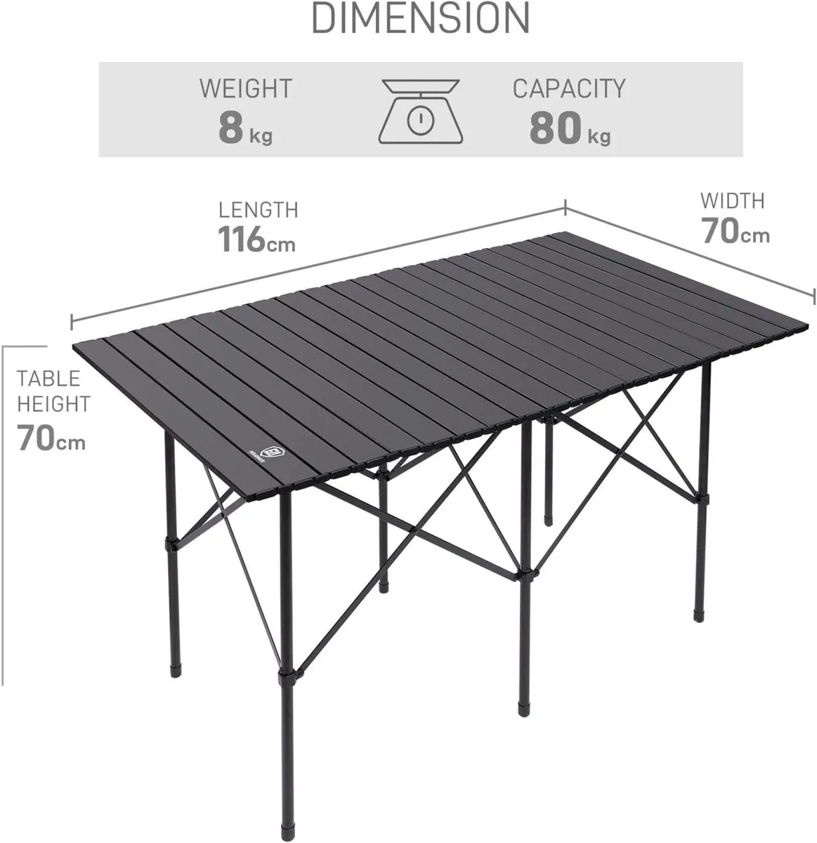 Folding Camping Table 4 ft with Aluminium Roll Up - Image 2