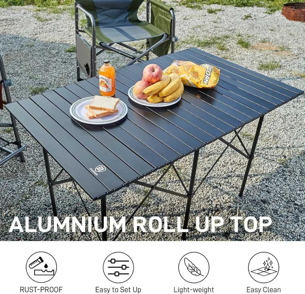 Folding Camping Table 4 ft with Aluminium Roll Up - Image 4