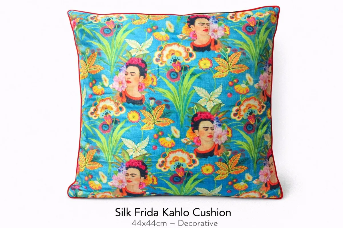 Frida Kahlo Silk Cushion 44x44cm – Statement Piece