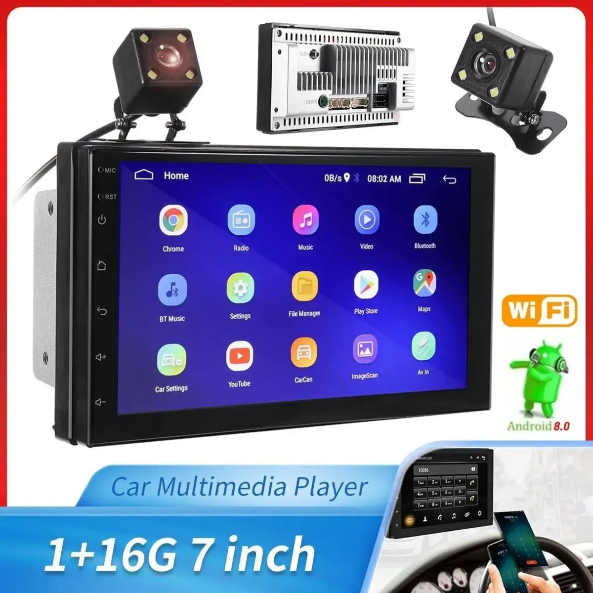 7-Inch 2 Din Android 8.0 Car Stereo Radio - Image 1