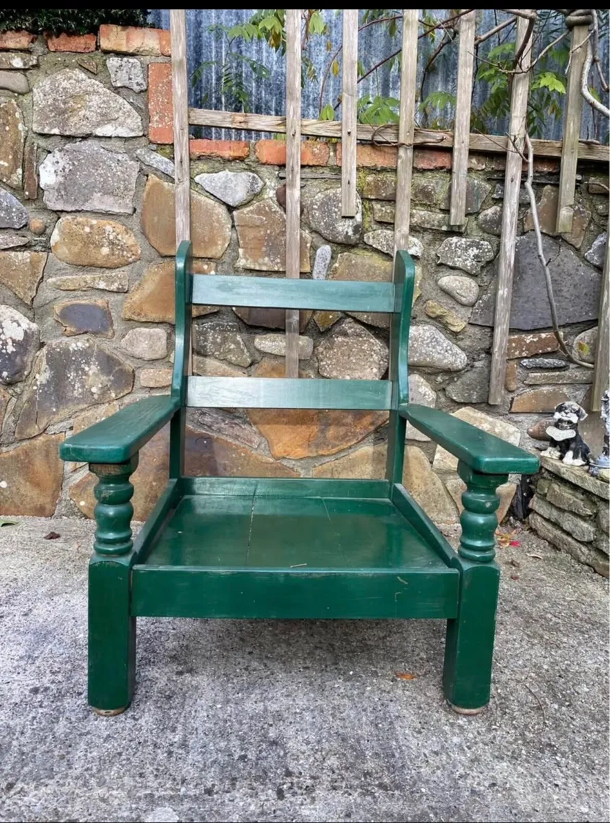 Large Green Wooden Chair - Image 1